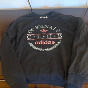 adidas Black Crewneck Sweatshirt with Pink and Mint Logo